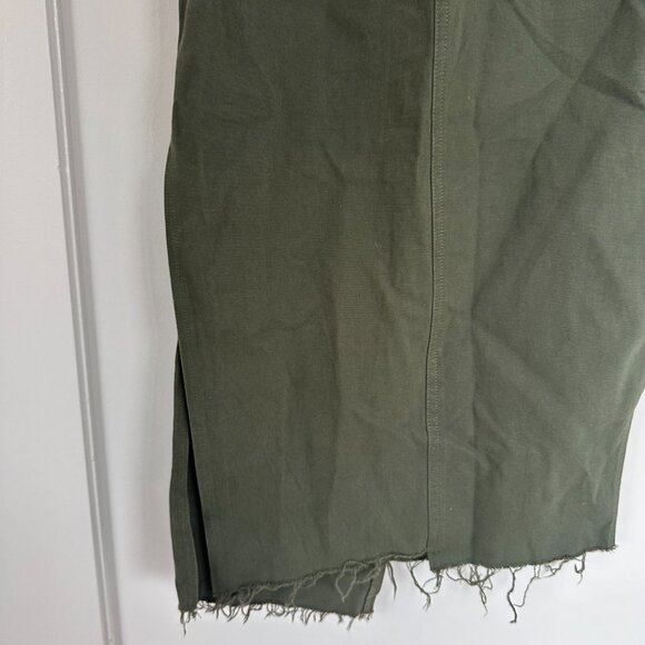 NWT LE Local European Cargo Maxi Skirt Raw Hem Side Slit Utility Pockets Olive - Picture 8 of 11